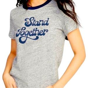 Old Navy - Everywear Ringer Tee, Heather Gray & Navy - “Stand Together”